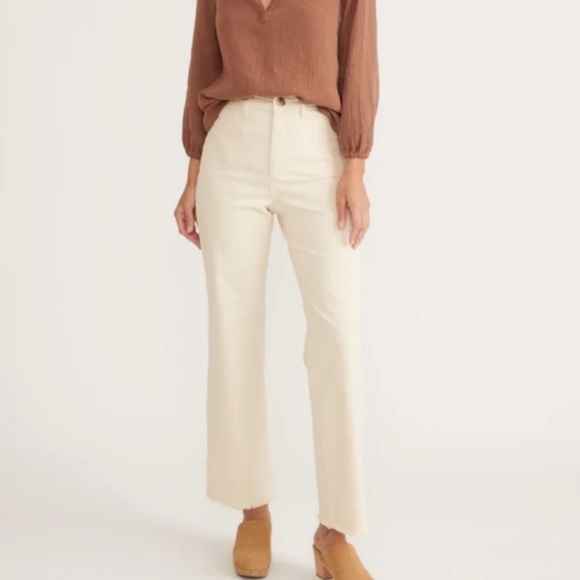 Marine Layer Full Length Raw Edge‎ Bridget Pant in Cream Size 4 - Picture 1 of 13